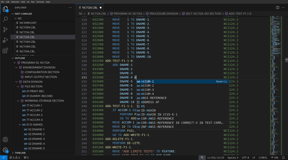 Élément de données IntelliSense